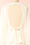 Kajal Ivory Long Sleeve Maxi Plaid Dress | Boutique 1861 back close-up