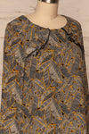 Kalamos Black Tunic Dress w/ Leaves Pattern side close up | La Petite Garçonne