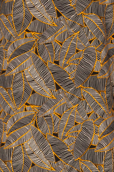 Kalamos Black Tunic Dress w/ Leaves Pattern fabric detail | La Petite Garçonne