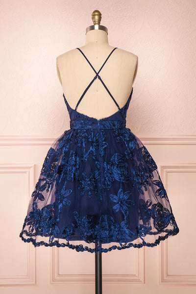 Kalena Navy Blue Party Dress | Robe de Fête back view | Boutique 1861