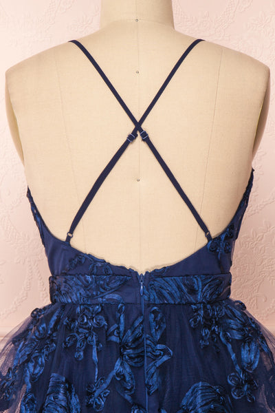 Kalena Navy Blue Party Dress | Robe de Fête back close up | Boutique 1861