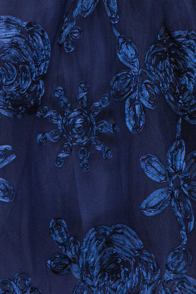 Kalena Navy Blue Party Dress | Robe de Fête fabric close up | Boutique 1861