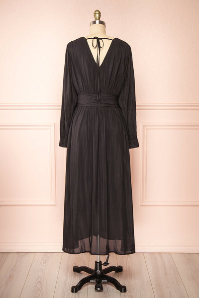 Kalinda Black Long Sleeve Midi Dress | Boutique 1861 back view