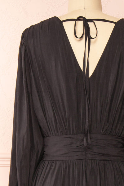 Kalinda Black Long Sleeve Midi Dress | Boutique 1861 back close-up