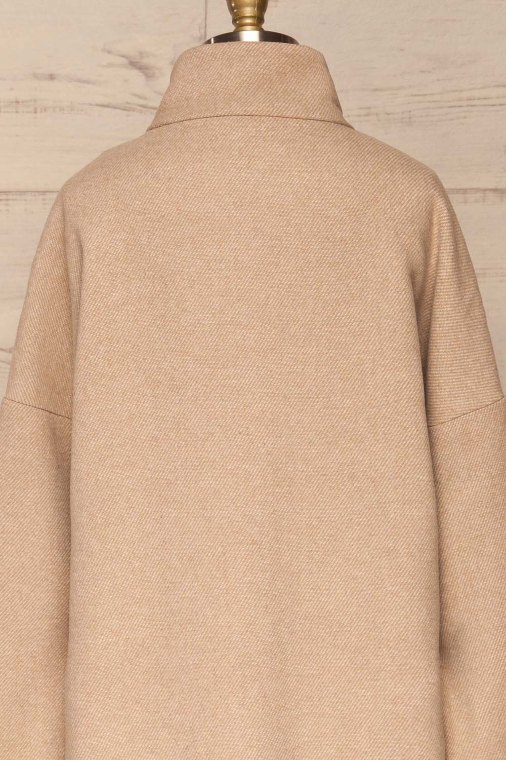 Kallithea Long Beige Loose Wool-Blend Coat back view | La Petite Garçonne