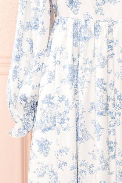 Kamek Satin Babydoll Dress w/ Vintage Floral Pattern | Boutique 1861  sleeve