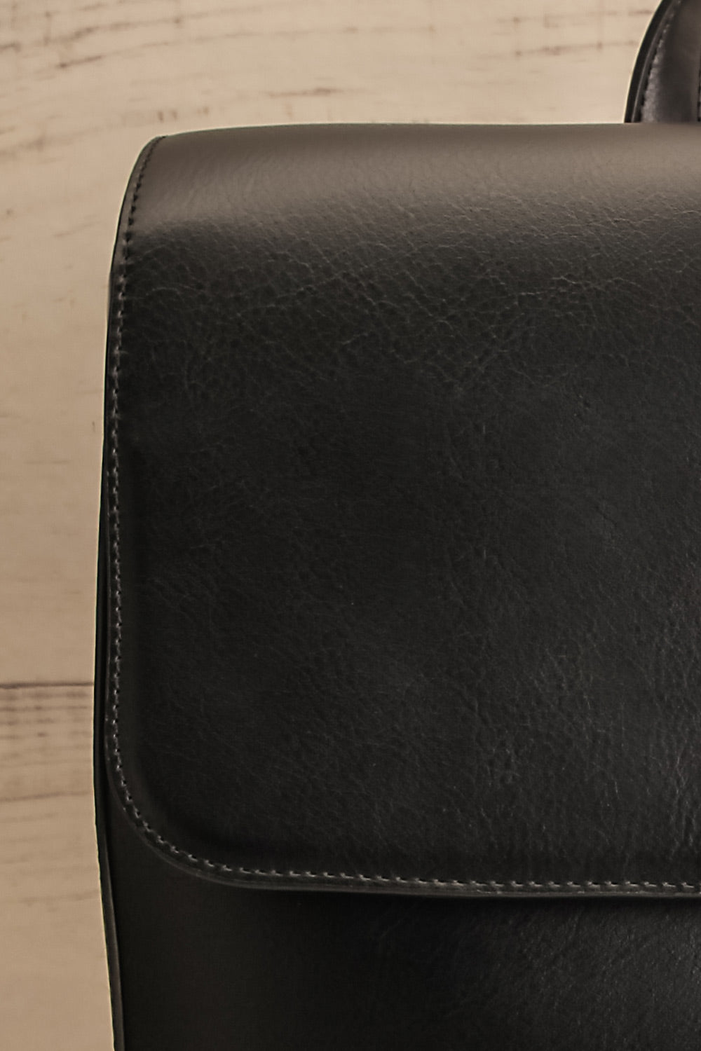 Kanacea Black Vegan Leather Backpack | La petite garçonne front close-up