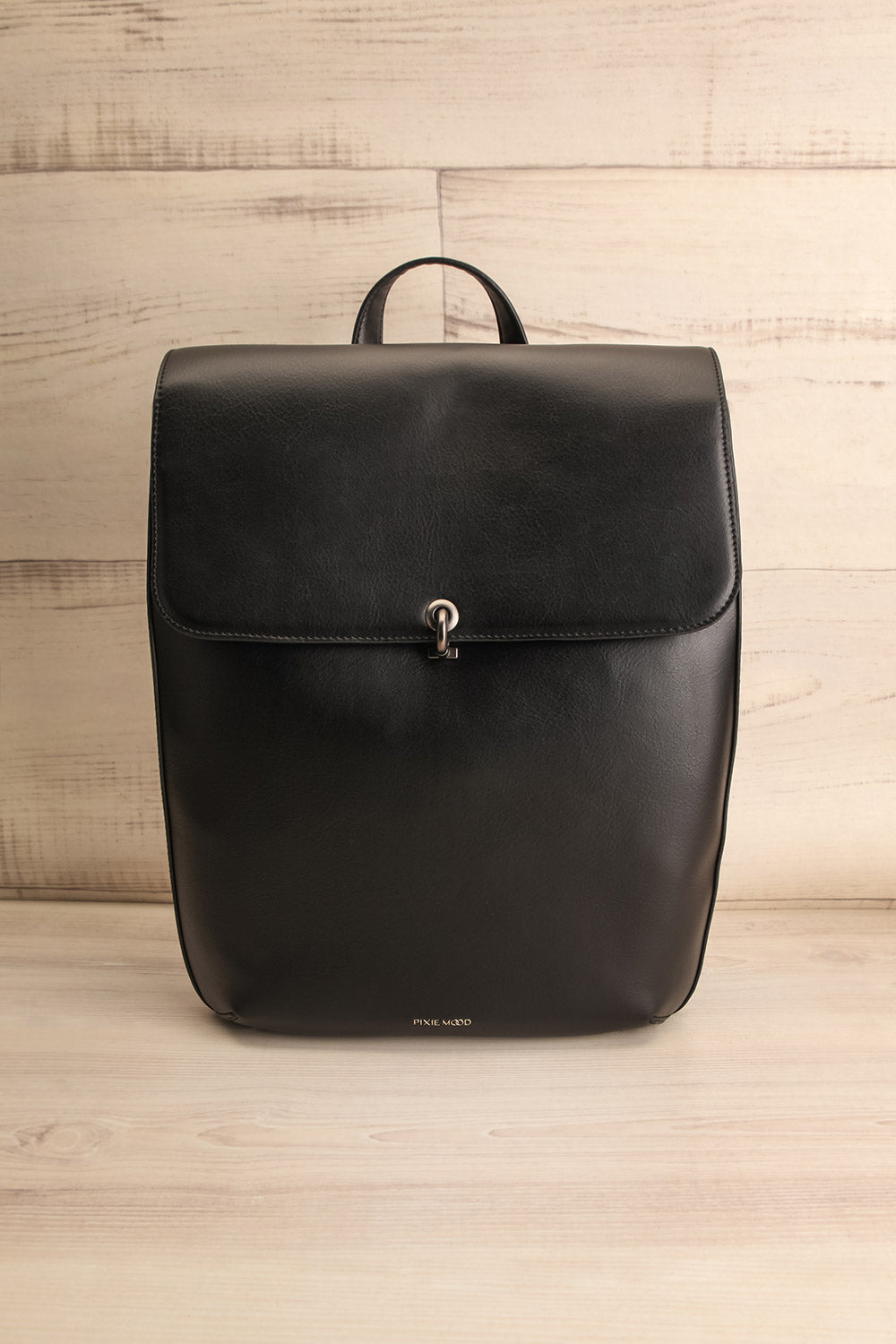Kanacea Black Vegan Leather Backpack | La petite garçonne front view