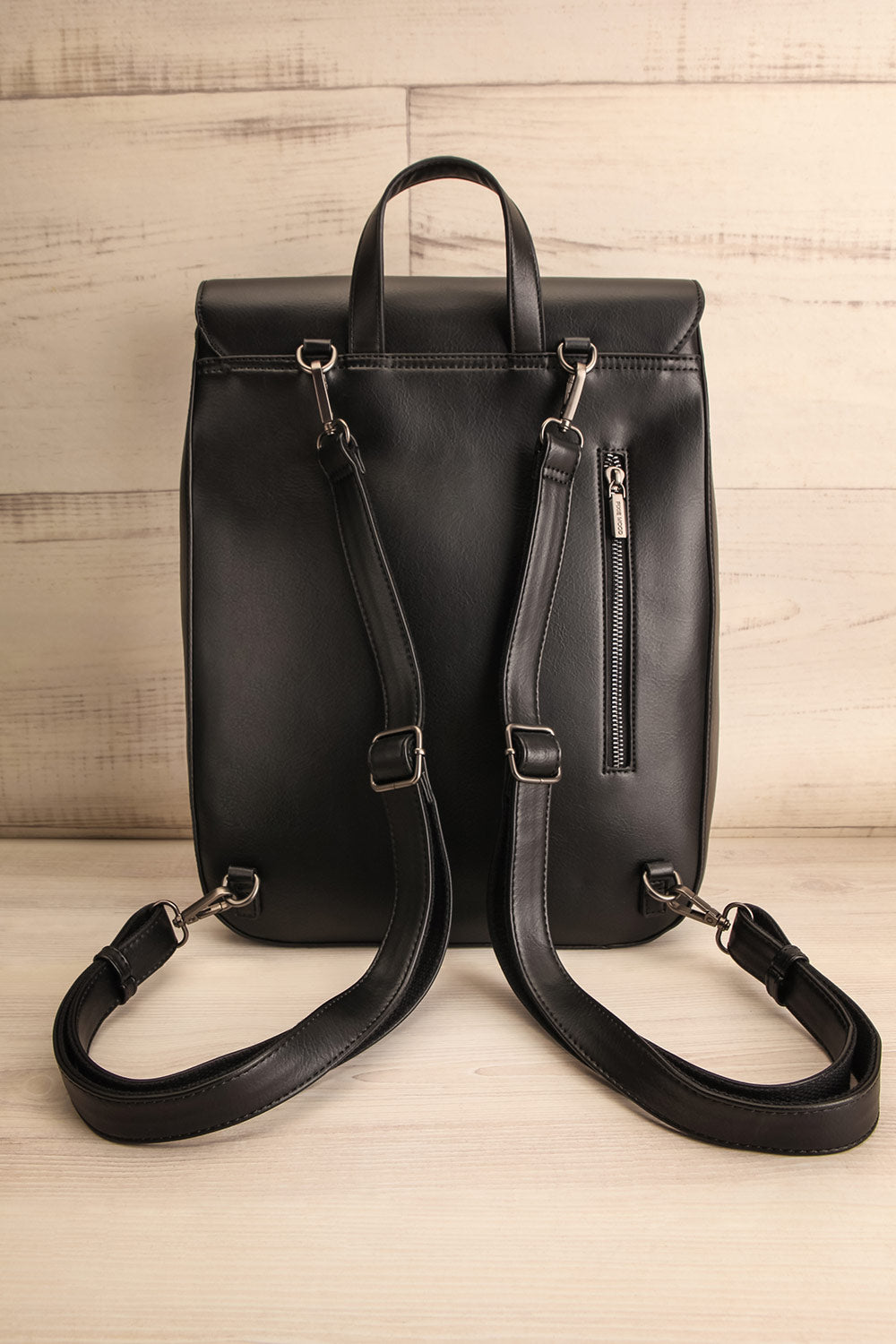 Kanacea Black Vegan Leather Backpack | La petite garçonne back view
