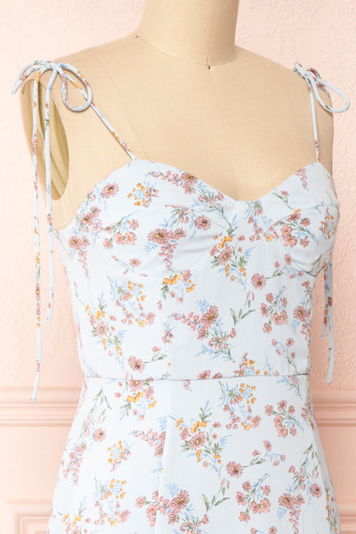 Kany Floral Midi Dress With Tied Straps | Boutique 1861 side close-up