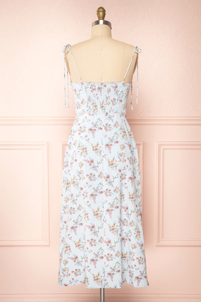 Kany Floral Midi Dress With Tied Straps | Boutique 1861 back view
