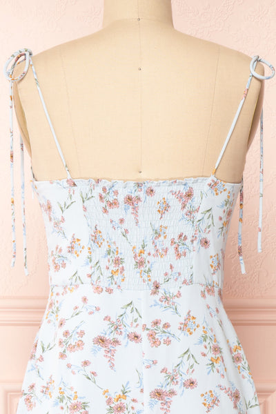 Kany Floral Midi Dress With Tied Straps | Boutique 1861 back close-up