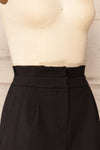 Karaba Black High-Waisted Shorts w/ Scalloped Hem | La petite garçonne side close up