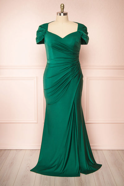Karelle Green Mermaid Maxi Dress w/ Bolero | Boudoir 1861 front plus size