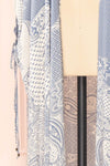 Karenne Blue & White Paisley Patterned Open Kimono | Boutique 1861  sleeve