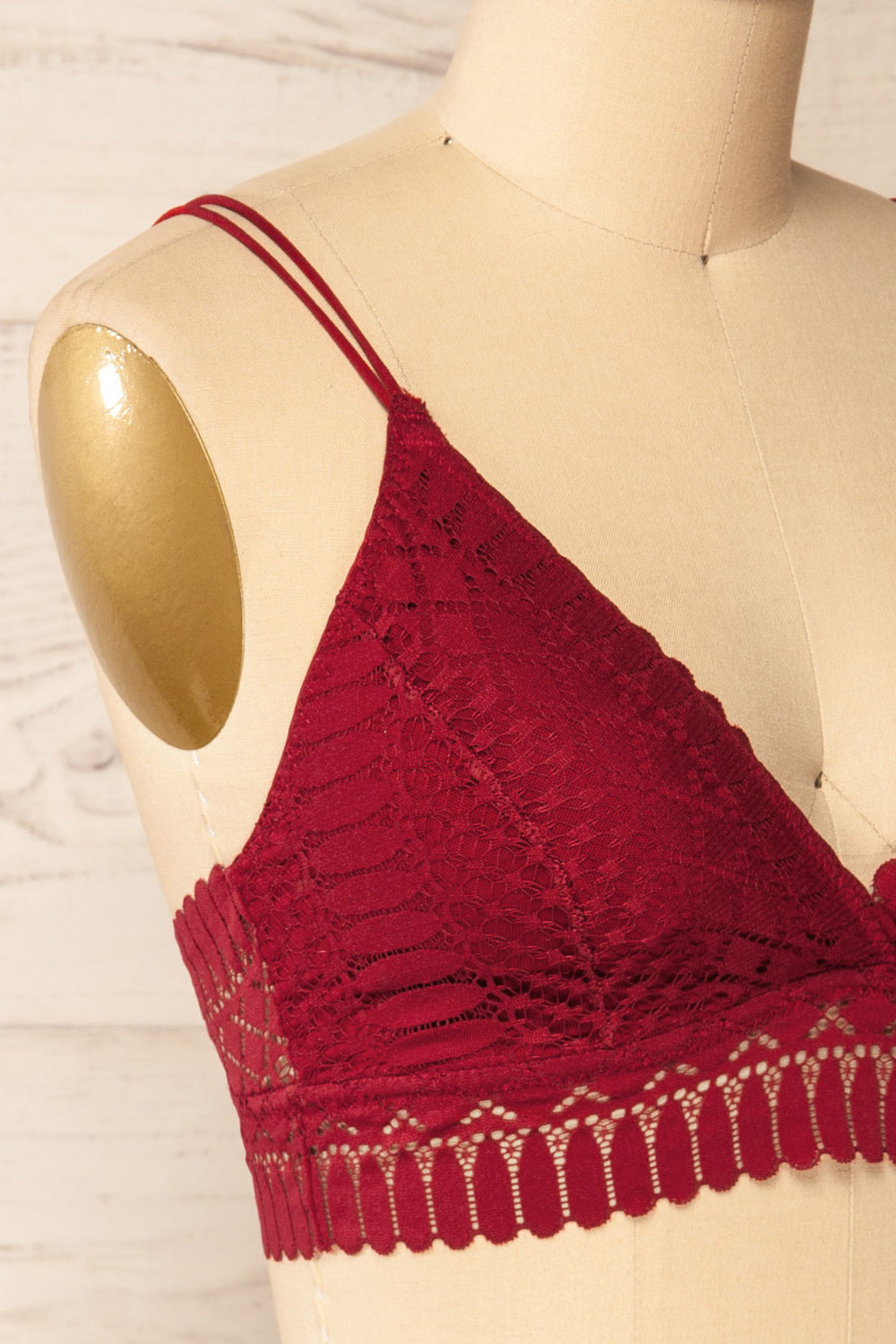 Karlik Burgundy Lace Bralette | La petite garçonne side close-up