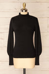 Karsava Black Puffy Sleeve Turtleneck Sweater | La petite garçonne front view