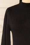 Karsava Black Puffy Sleeve Turtleneck Sweater | La petite garçonne front close-up