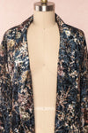 Kassiah Black Floral Velvet Open Blazer front close up | Boutique 1861