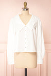Kataa White Blouse w/ Embroidered Collar | Boutique 1861 front view