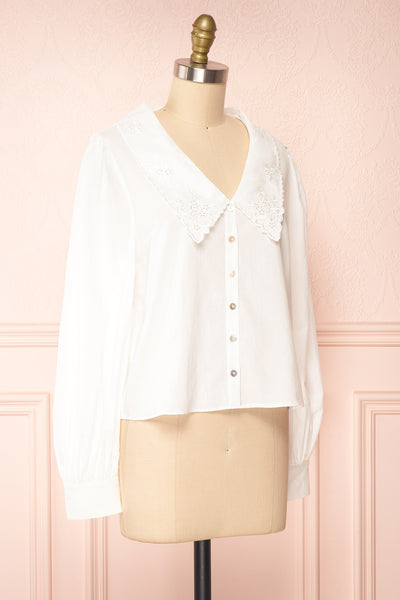Kataa White Blouse w/ Embroidered Collar | Boutique 1861 side view