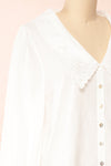 Kataa White Blouse w/ Embroidered Collar | Boutique 1861 side close-up