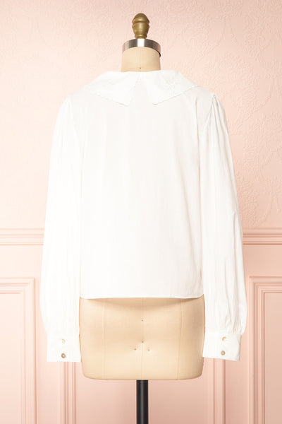 Kataa White Blouse w/ Embroidered Collar | Boutique 1861 back view