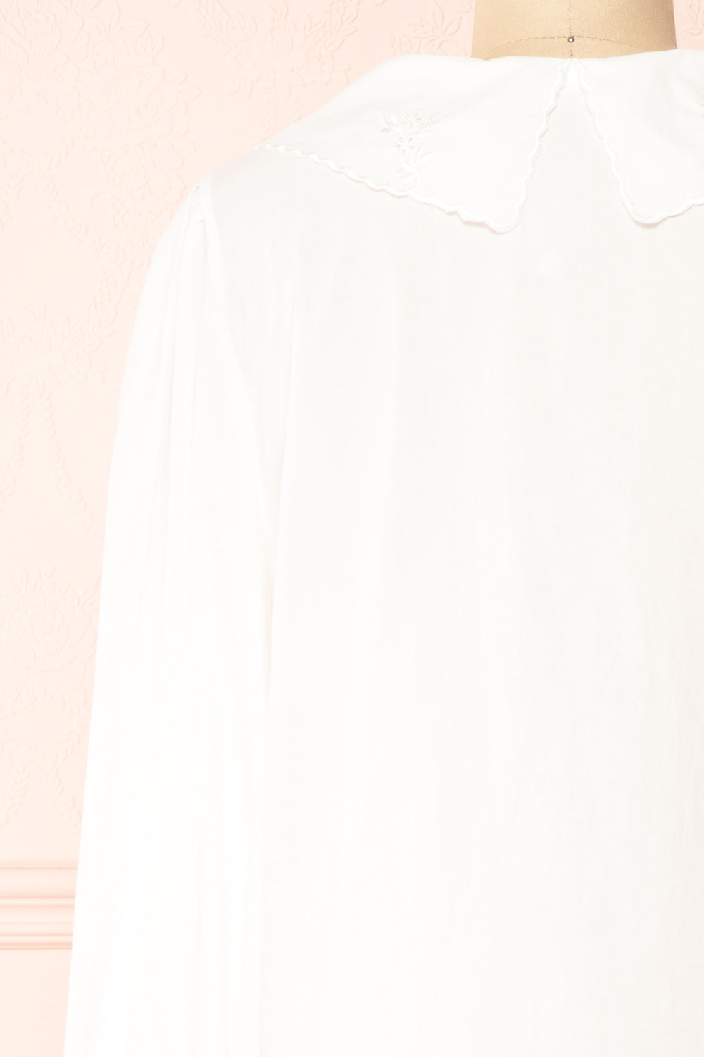 Kataa White Blouse w/ Embroidered Collar | Boutique 1861 back close-up