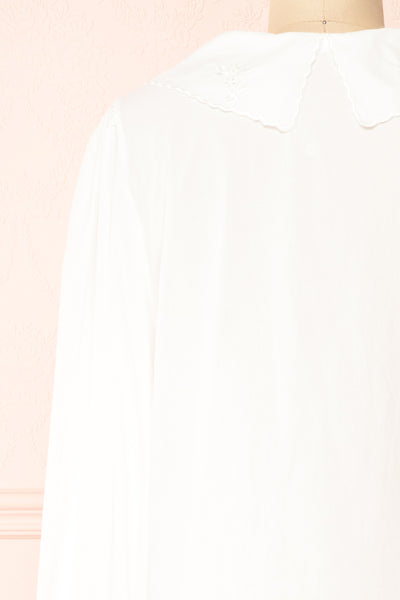 Kataa White Blouse w/ Embroidered Collar | Boutique 1861 back close-up