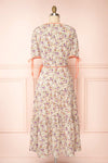 Kate Beige Floral Midi Wrap Dress | Boutique 1861 back view