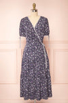 Kate Navy Floral Midi Wrap Dress | Boutique 1861  front view