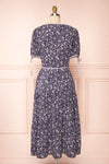 Kate Navy Floral Midi Wrap Dress | Boutique 1861 back view