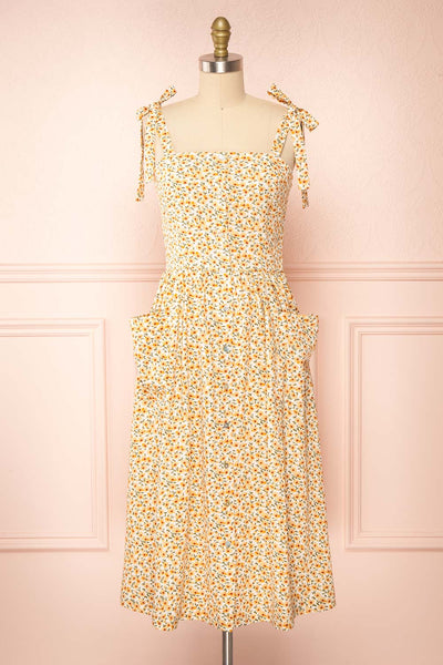 Katerina Floral Button-Up Midi Dress | Boutique 1861 front view