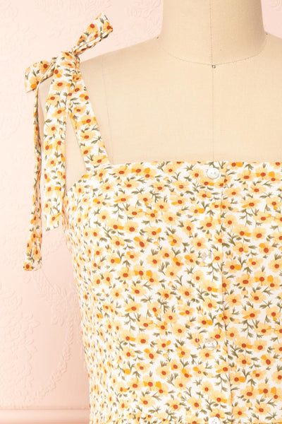 Katerina Floral Button-Up Midi Dress | Boutique 1861 front close-up