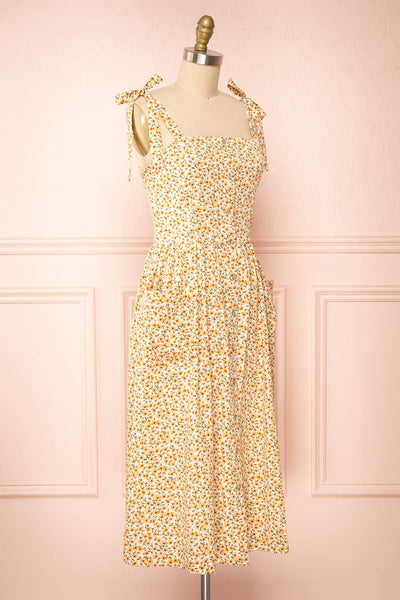 Katerina Floral Button-Up Midi Dress | Boutique 1861 side view