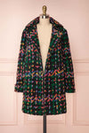 Katerini Black & Colourful Woven Coat | Boutique 1861 front open view