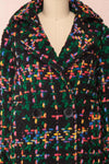 Katerini Black & Colourful Woven Coat | Boutique 1861 front close-up