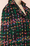 Katerini Black & Colourful Woven Coat | Boutique 1861 side close-up