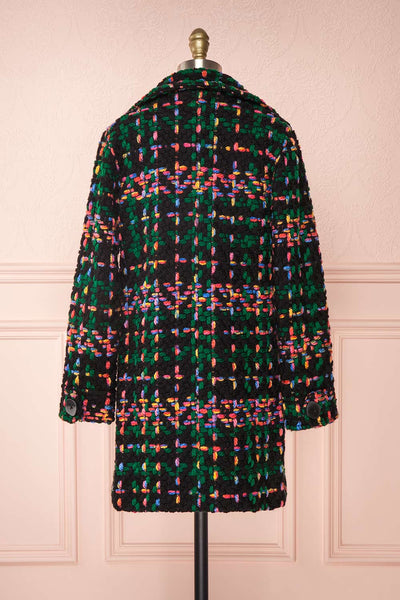 Katerini Black & Colourful Woven Coat | Boutique 1861 back view