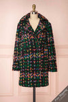 Katerini Black & Colourful Woven Coat | Boutique 1861 front view