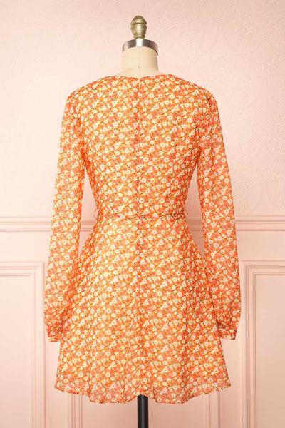 Kathleen Short Floral Dress w/ Long Sleeves | Boutique 1861 back view