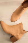 Kauri Beige Heeled Suede Ankle Boots | La petite garçonne flat view