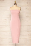 Kavala Pink Fitted Midi Dress | La petite garçonne front view