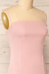 Kavala Pink Fitted Midi Dress | La petite garçonne side close-up