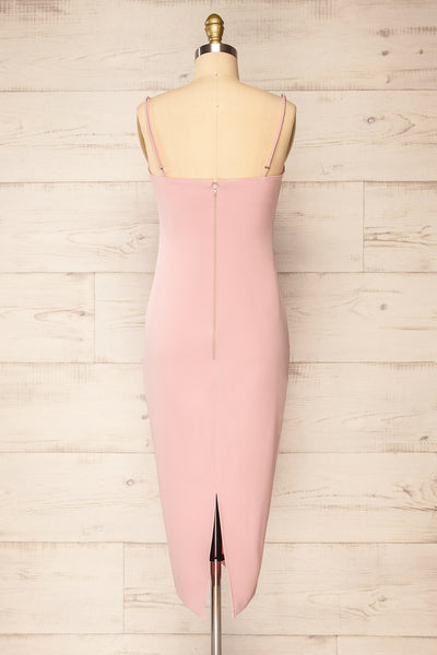 Kavala Pink Fitted Midi Dress | La petite garçonne back view