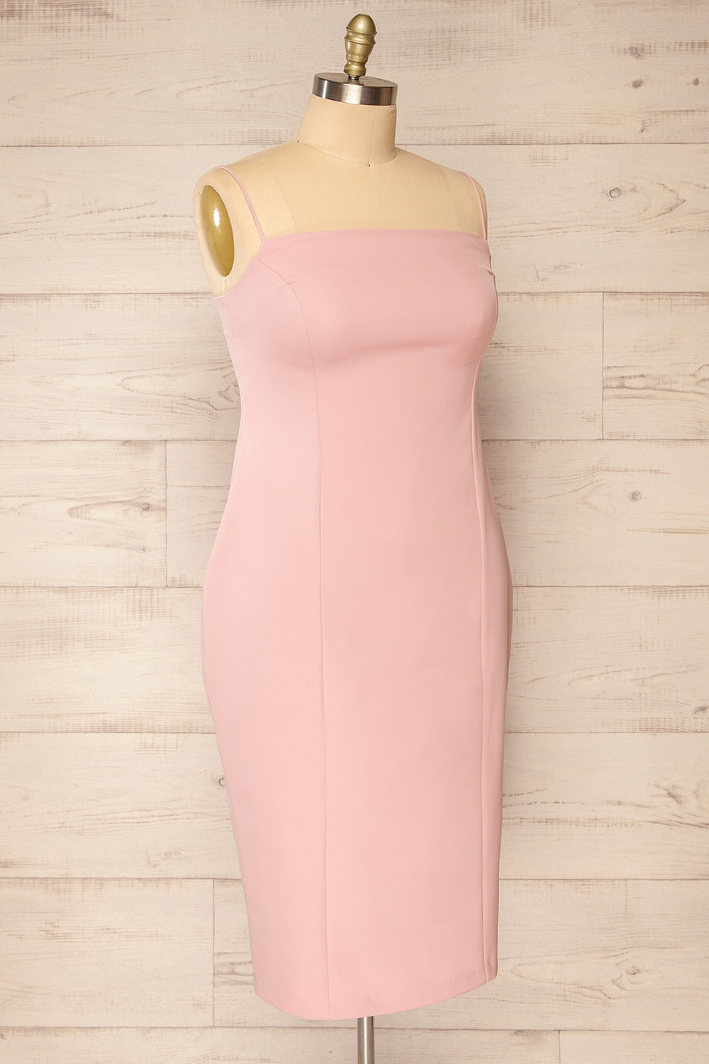 Kavala Pink Fitted Midi Dress | La petite garçonne side plus size 