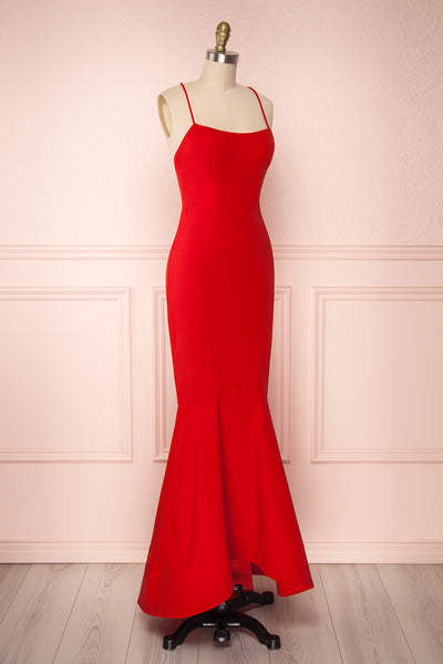 Kaylin Passion | Backless Red Mermaid Gown