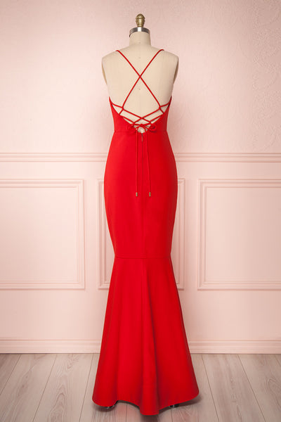 Kaylin Passion | Backless Red Mermaid Gown
