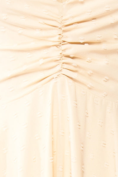 Keila Asymmetrical Beige Midi Dress | Boutique 1861 fabric