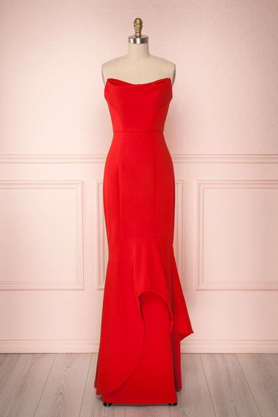 Keitirira Red Bustier Mermaid Prom Dress | Boutique 1861 front view
